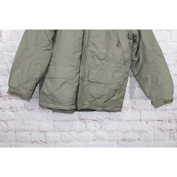 LL Bean Olive Green Nylon Insulated Hooded Outdoor Jacket Size L - Picture 3 of 11